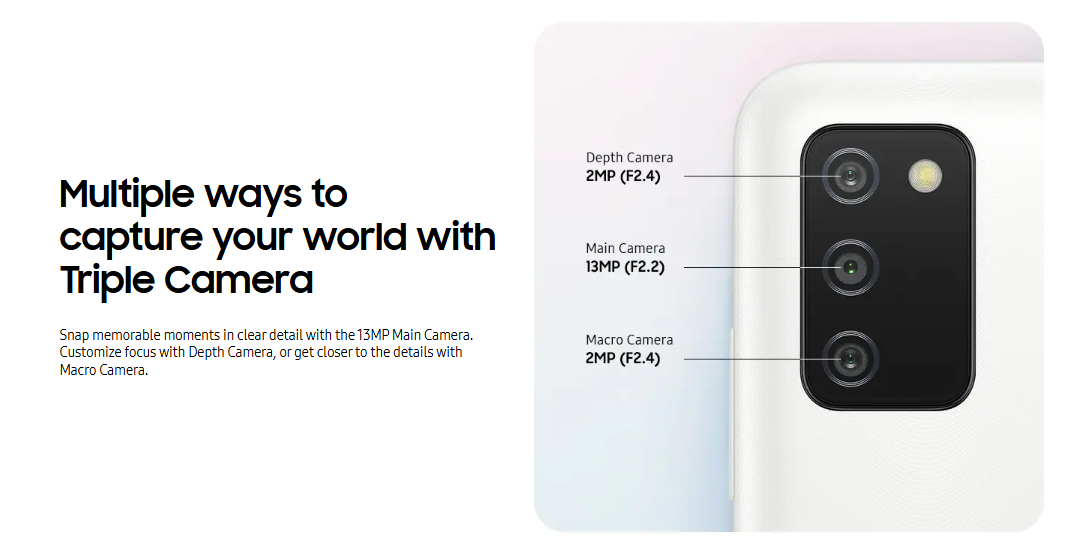 Samsung Galaxy A03s camera triple camera